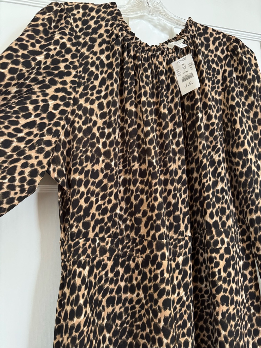 J.Crew - Ruffle-Neck Leopard Midi Dress - Picture 5 of 9